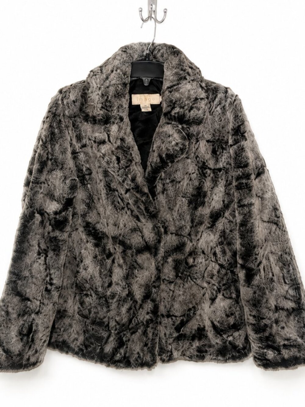 Vintage Imago Gray Faux Fur Coat Women’s Petite M Plush Jacket